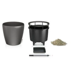 LECHUZA Classico Premium 43 LS, Anthrazit-metallic, Ø 43 Cm, H:40 Cm -Der Grillgarten 3325100286 Classico Premium 50LS anthrazit All in One Set D50xH47cm RGB 2 8002 1